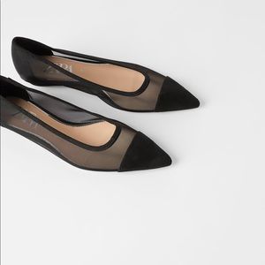 Zara Brand New Pointed Mesh Ballet Flats